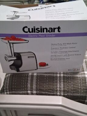 Cuisinart Electric Meat Grinder in Silver and Black with Purple Accent